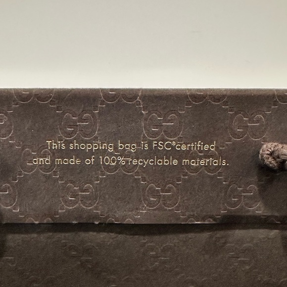 Gucci Brown Logo Shopping Paper Bag | 15x6.5x11.5 inches - Picture 6 of 10